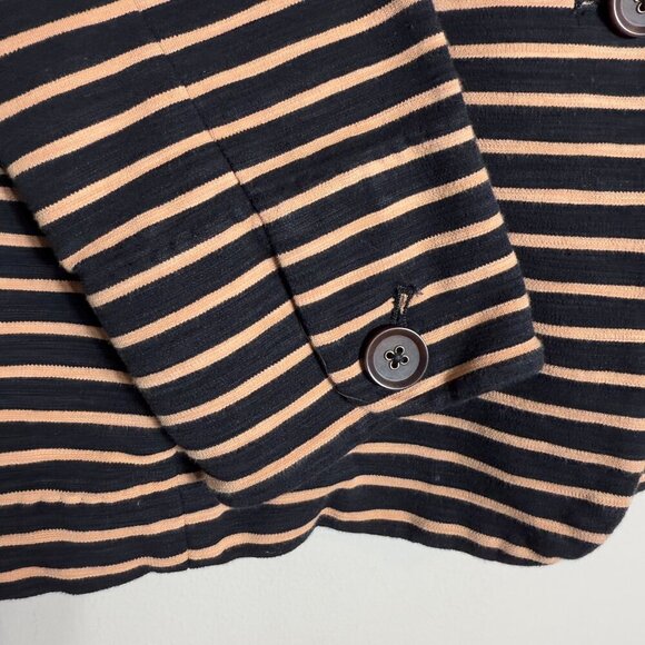 J. Crew Striped Cotton Sweatshirt Blazer Jacket Women's Medium Black Tan Preppy - Picture 9 of 15